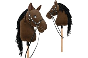 Pink Papaya Hobby Horse, avec Un Licol et Une Bride, Cheval à bâton pour Le Hobby Horsing, Cheval à Monter pour Enfants.