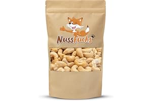 Cashewkerne Natur 1kg - naturbelassen ungeröstet ungesalzen 100% Natural knackige Cashewnüsse ohne Bruch ohne Salz - ganze Cashew Kerne ungeschwefelt unbehandelt Rohkost - NussFuchs (1kg im Beutel)