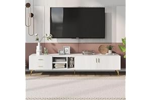 Dolamaní Mobile TV, 180 x 35 x 44 cm, mobile TV a schermo piatto per TV da 75", moderna console multimediale centro intrattenimento, grande e pratico, ante in legno, bianco, 300875876WAA-1