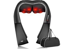 ALLJOY Massaggiatore Cervicale, Massaggiatore per Collo e Spalle con Riscaldamento, Massaggio Shiatsu Elettrico Schiena 3D Tre Velocità Regolabili, Regalo per Uomo Donna,Nero