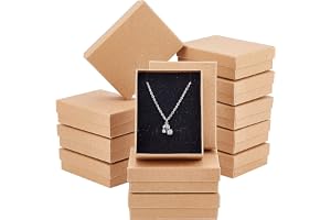 NBEADS Låda, 12 st 7 x 9 cm/2,7 x 3,5 tum rektangel burlywood kartong pärlpapper presentförpackning för smycken armband halsb