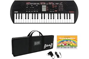Kit Tastiera SA81 (Fondo Bianco) con Alimentatore ffalstaff da 9,5V, Borsa ffalstaff imbottita con tracolla e due maniglie e E-book "Suona la Tastiera" (SA81+ Borsa imbottita 5 mm + Alimentatore)