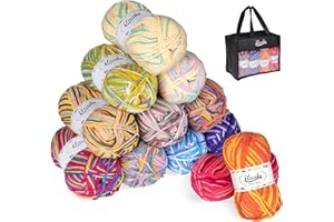 ilauke Knitting Yarn 12 Balls,Multicoloured Acrylic Yarn, Knitting and Crochet Yarn 50-gram Ball Soft and Warm, for Crochet, Weaving, DIY Craft Projects