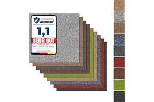 casa pura Pura Design płytki dywanowe, Moskwa, 50 x 50 cm, samoprzylepna, trwała, z wysokiej jakości biegunem pętli, antystatyczna, z tyłem bitumicznym (1 sztuka, jasnobrązowy)