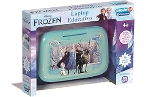 Clementoni - Computer Kid Frozen Laptop Educativo Bambini 4+ Anni, 30 attività Interattive per Imparare Lettere, Numeri, Logica e Musica, Tastiera Illustrata e Schermo LCD, Lingua Italiana, 16056