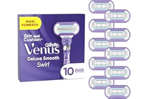 Gillette Venus Deluxe Smooth Swirl, 10 Lamette Donna di Ricambio (da 5 Lame), per una Rasatura Morbida, Idratante e Delicata, Skin Cushion, idea regalo