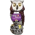 Owlsome Red Solar Owl with Flashing Eyes, Rotating Head, Hoot Sound, Motion Detector and Silent Mode, Plastic Owl Garden Sculpture, Garden Decoration