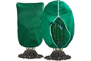 Huiguli 2 Pezzi Cappuccio Protezione Piante, 80 x 120cm Copertura Piante Inverno Porosità, Tessuto Non Tessuto per Piante con Coulisse e Cerniera, Telo Piante Inverno per Vaso, Palme, Ulivi, Verde