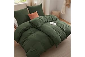 ‎BEDSURE BEDSURE Bettwäsche 135x200 4teilig Bettbezug - Weiche Baumwollähnlich Bettwäsche-Set 135 x 200 cm 2er Set mit 2 Kissenbezüge 80x80 cm, ÖKO-TEX Deckenbezug Bedding Olivgrün mit Reißverschluss