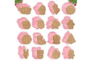 WAIMXDAO 16 Pezzi Formine per Biscotti Natalizi, Tagliabiscotti Natale Formine Biscotti Natale 3D Stampi Biscotti Natale, Formine Biscotti Natale per Decorare Torta, Biscotto, Dolci (Natale 16)