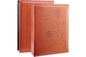 Miaikoe Album Photo 10x15 300 Pockette, Grande Capacité Couverture en Cuir Mariage Album de Famille Pour 300 Photos Horizontal 10x15cm (Le Brun)