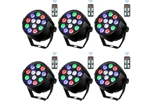 Luci da Palco 6 Confezioni, Czgor 12x1W LED RGBW 4 in 1 Luci Par LED, Luci da Festa DJ a 8 Canali con Controllore DMX Modalità Auto Master-Slave per Eventi Compleanni Bar Danza Decorazione
