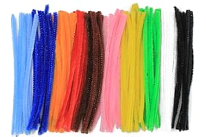 Bright Ideas Limpiapipas - Tallos de chenilla PK100 surtidos 15cm x 5mm para artes y manualidades, 10 colores surtidos negro, blanco, amarillo, verde, azul claro, rosa, naranja, marrón, rojo, azul