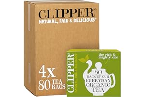 CLIPPER NATURAL, FAIR & DELICIOUS Clipper Tea Organic Fairtrade Everyday - USDA Organic, Non-GMO, Fair Trade, Sustainable Caffeinated British Tea, 4 Pack, 320 Unbleached Tea Bags - New Foil Free 100% recyclable packaging