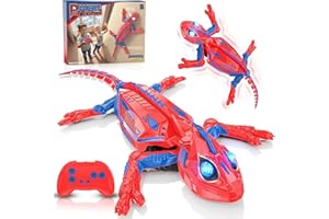 BUOEUIK Gekon zdalnie sterowany, jaszczurka pająk sterowany radiowo idzie na ścianach Zabawka Zwierzęta LED oczy zabawki dla dzieci 3 4 5 6 7 8 9 10+ lat gra edukacyjna prezent na urodziny Boże Narodzenie