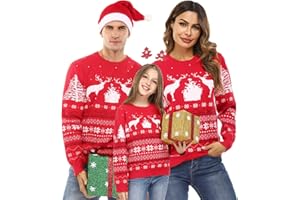 Uniexcosm Pull de Noël Famille Sweat Noël Famille Sweatshirt Parent-Enfant Pullover Famille Noël pour Hommes Femmes Enfants