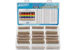 AUKENIEN 1W Kit de Résistance 35 Valeurs 350pcs Film Carbone Resistance 1 Ohm à 1M Ohm Resistance Electronique Conforme RoHS avec ± 5% Tolérance