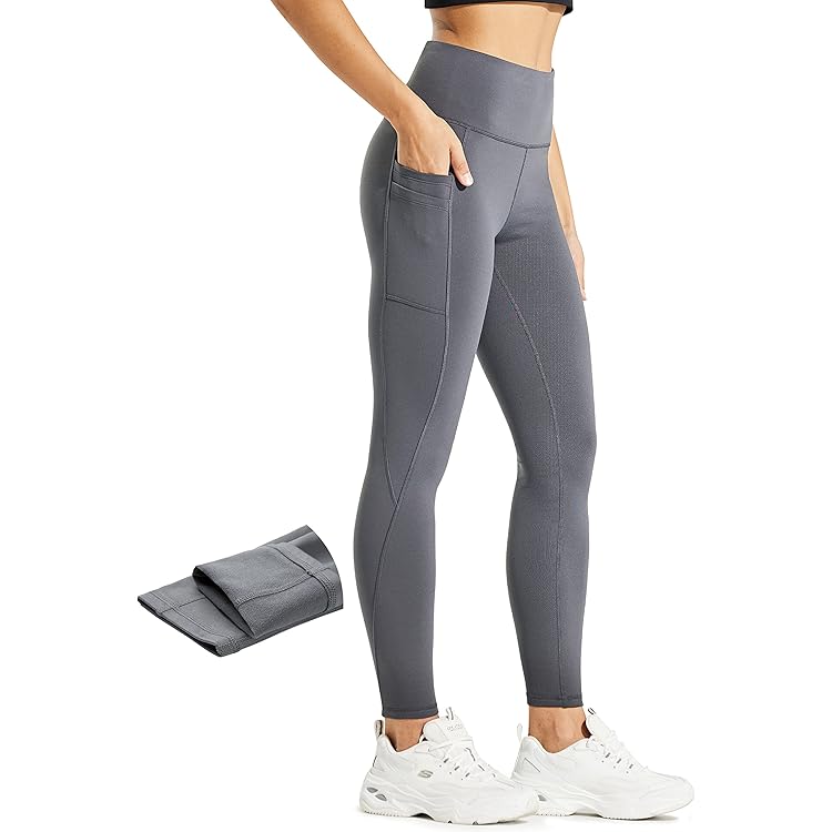 Legging voor wandelen, ritszak, hoge taille, elastische tailleband