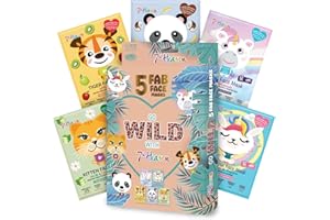 7th Heaven Go Wild Animal Face Sheet Mask Gift Set – 5 Fun Hydrating Masks for Kids with Coconut, Apple, Aloe & Banana – Gentle on Sensitive Skin, Perfect for Sleepovers & Party Bags – Cruelty-Free