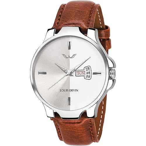 LOUIS DEVIN WT030 Leather Strap Analog Wrist Watch for Men