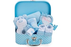 Baby Box Shop Baby Shower Gifts - 7 Geschenk für Baby Junge, Neugeborene Geschenkset, Baby Boy Geschenk - Baby Willkommensgeschenk, Neugeborenen Geschenk Junge - Geschenk für Neugeborene - Blau