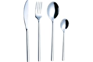 EXZACT Cubertería de Acero Inoxidable 24 Piezas – Servicio para 6: 6 Tenedores, 6 Cuchillos, 6 Cucharas de Cena y 6 Cucharaditas – Apta para Lavavajillas