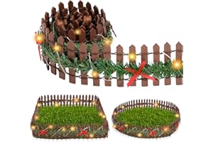 KATELUO Mini Valla de Madera, 90 x 5cm Valla de Jardín en Miniatura con Luces, Mini Valla Jardin Madera, Mini Valla Flexible de Madera, Valla Miniatura Madera para Casa de Muñecas Planta Bricolaje (Marrón)