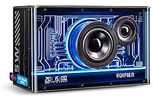 Edifier QD35 kompaktes Bluetooth-Lautsprechersystem mit RGB-Lichteffekten, Bluetooth V5.3 und Zwei ultraschnellen Ladeanschlüssen. Hi-Res Audio Zertifiziert., schwarz