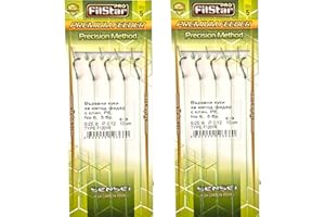 ‎PRO FILSTAR PRO FILSTAR Angelhaken Set mit Vorfach für Method Feeder 10 Stück, Größe 6, Flechtschnur 10cm, Dia 0,12mm - Angeln Karpfen Zubehör - Hook with a Needle - Boilies Haken Set - Sport Set - Fishing Rig