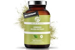 ‎QIDOSHA QIDOSHA® Ginkgo Biloba 50:1 Extrakt Kapseln, TESTSIEGER 07/23*, 240 Stk im Glas, deutsche Fertigung, vegan, laborgeprüft, ohne Füllstoffe, NEUE DOSIERUNG & KAPSELMENGE