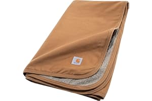 Carhartt Firm Duck Sherpa-Futter Überwurfdecke, wendbare Haustierdecke, Carhartt Brown (Fleece/Canvas)
