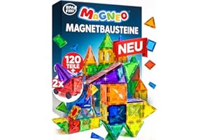 Magnetische Bausteine (120 teilig inkl. 2 Autos) - Magnetbausteine für Kinder ab 3 Jahren - Pädagogisches Magnetspielzeug - Kreatives Magnet Spiel mit starken Magneten - Geschenk Idee