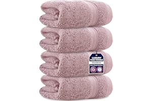 Towelogy 4 Packs Zero Twist Face Cloths 33x33cm - 100% Cotton Washcloths Absorbent & Super Soft Hotel Quality Towels | Oeko-Tex Certified (4, Blush Pink)