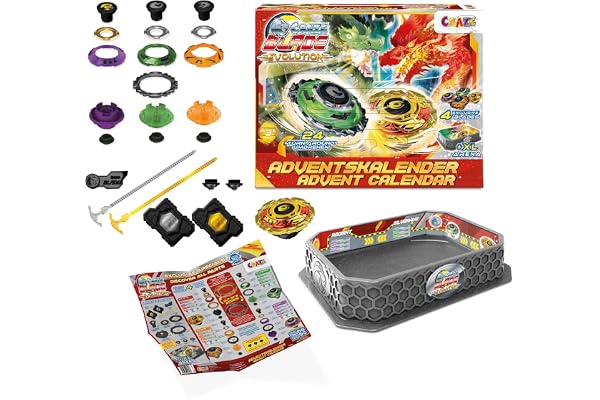CRAZE BLADE Calendrier de l'Avent garçon et fille avec Toupies de combat BLADE - Calendrier de l'Avent Jouet avec arène de combat, lanceur et toupie - de Noël pour garçons et filles