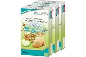 FLEUR ALPINE Galletas para Bebés con Jugo de Manzana - 18x2 Bocadillos Orgánicos para Papilla Suave para el Desayuno o un Refrigerio Diurno | Galletas Integrales Fáciles Sin Azúcar Añadida | 6 meses