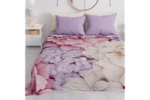 PETTI Artigiani Italiani - Copriletto Matrimoniale Primavera Estate, Coperta Leggera Matrimoniale, Lenzuola Copriletto, Ortensia 100% Made in Italy