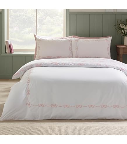 Sleepdown Pintuck - Set Di Biancheria Da Letto Con Federe, A Righe, Di Lusso, Facile Da Pulire, Morbido, Morbido, Con Federe, Per Letto Matrimoniale (200 X 200 Cm - Foto 9