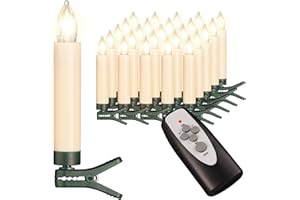‎BONETTI 25 kabellose LED Kerzen mit Timerfunktion, Dimmer, flackernde Flamme und Fernbedienung | Innen und Außen | inkl. Batterien | warm-weiß