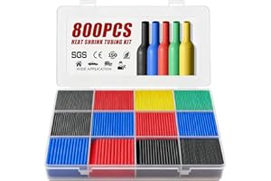 MOPUBZO 800 Pièces Gaine Thermorétractable, Manchon Thermorétractable, 12 Tailles, 5 Couleurs, Contraction 2:1, Tube Thermorétractable Étanche pour Réparations de Câblage à Souder