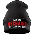 Purple Print House May Be a Mechanic Cant Fix Stupid, Mechanic Gifts, Funny Beanie Hat, Gift for Him, Dad Winter Hat Mens