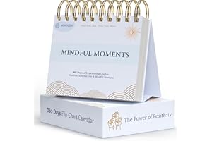 Mindzens Motivational Flip Chart Calendar | 365 Days of Positive Affirmations | With Weekly Reflective Prompts for Self-Empowerment | Perfect Inspirational Gifts & Boho Style Desk Decor for Women, Men