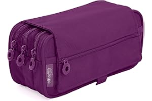 office box Estuche Triple con Tira para Trolley con 3 Grandes Secciones Interiores y Cierre de Cremallera Individual, Horario e identificador (Morado)