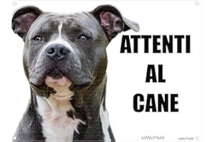 LOVELYTILES AMSTAFF attenti al cane mod 3 TARGA cartello IN METALLO (20X30)