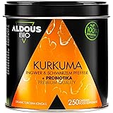 Probiotika Kapseln + BIO Kurkuma mit Ingwer und Schwarzem Pfeffer | 250 Stück | 1460mg | Kurkuma Kapseln mit Curcumin und Pip