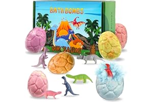 Bombe da Bagno Bambini Dinosauri, Dwafill 6 Pezzi Palla da Bagno con Sorpresa, Bombe da Bagno Bambini, Natale, Compleanno, Regali di Festa, Bombe da Bagno Bambini DinosauriNaturali