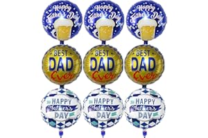 RONBIN Happy Fathers Day Balloons - 9 Pcs Father's day Party Decorations -18 Inch Foil Balloons for Happy Father's Day Birthday Party Decorations Supplies (9PCS)