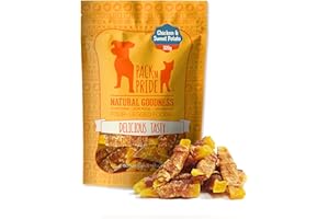 PACK'N PRIDE Dog Treats with Sweet Potato, 1 Pack*320g Rawhide Free Dog Chews, Natural Chicken Breast Meat for Small&Medium Dogs, Low-Fat and High in Protein