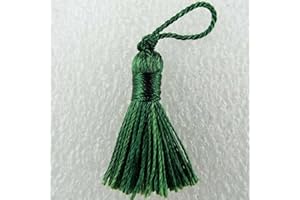 TURNER BROWNE CRAFTS 19 COLOUR 35mm 40mm Length Shiny Rayon Small Mini Keys Gifts BUY 4 8 Tassels 032, 26 Dark Green, Pack of 8