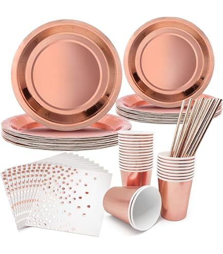 Piatti Di Carta Rosa Oro - 48 Pezzi 7 Pollici, Per Feste E Decorazioni