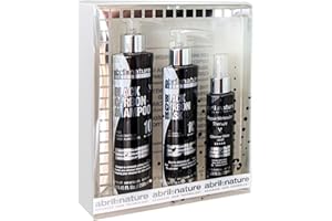 abril et nature - Set Cuidado Capilar Profesional Black Carbon - Matiza tonos no deseados - Nutre y repara - Pack Champú, Mascarilla y Spray - Hidratación Intensa - Ideal Rubios y Platinos - 550ml